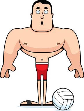 Sürpriz arıyor bir karikatür plaj voleybolcu.