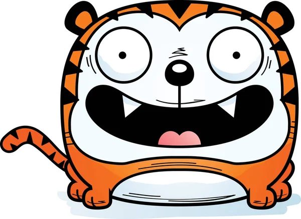 Uma Ilustração Dos Desenhos Animados Tigre Sorrindo — Vetor de Stock