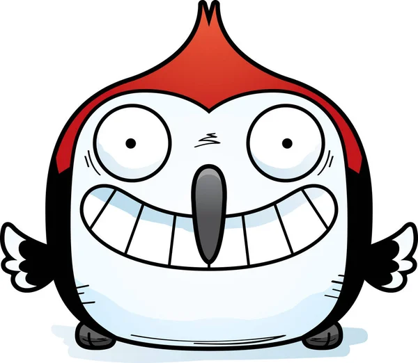 Cartoon Illustration Red Headed Woodpecker Looking Happy — Stock Vector