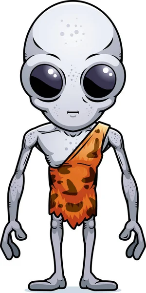 Une Illustration Dessin Animé Homme Des Cavernes Alien Gris Debout — Image vectorielle