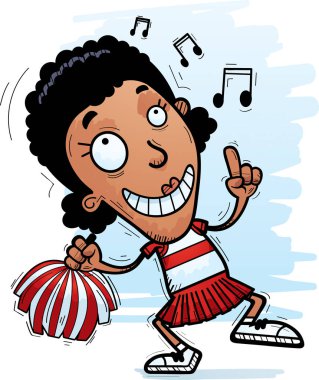 Dans siyah kadın ponpon kız çizgi film gösterimi.