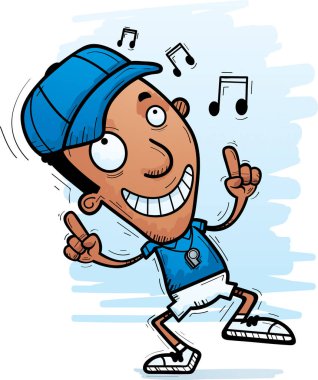 Bir zenci antrenör dans çizgi film gösterimi.