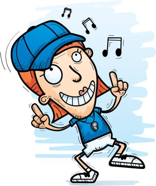 Bir kadın koç dans çizgi film gösterimi.