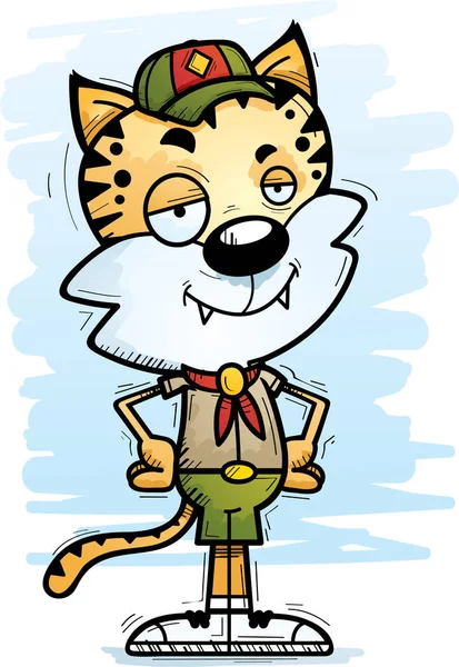 Een Illustratie Van Cartoon Van Een Mannelijke Bobcat Scout Zoek — Stockvector