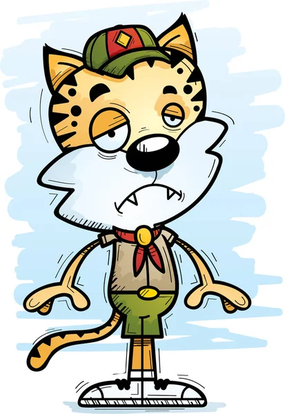 Uma Ilustração Dos Desenhos Animados Olheiro Bobcat Masculino Que Parece — Vetor de Stock