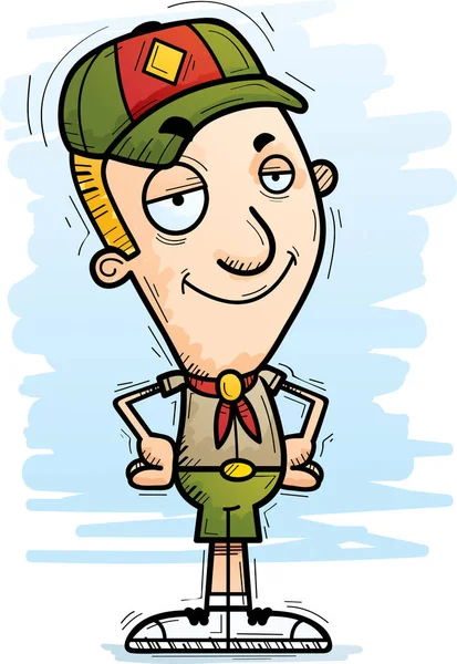 Una Ilustración Dibujos Animados Boy Scout Que Parece Confiado — Vector de stock