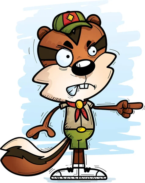 Ilustracja Kreskówka Scout Mężczyzna Wiewiórka Wyglądający Zagniewany Wskazującego — Wektor stockowy