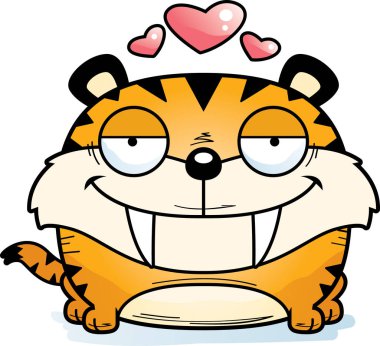 Bir çizgi film saber - dişli kaplan içinde bir sevgi ile ifade.