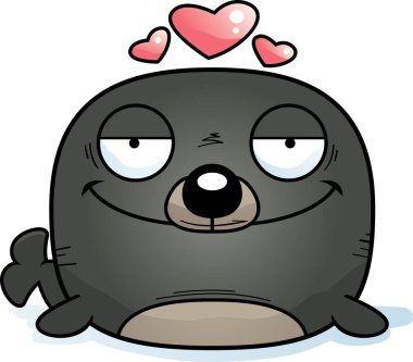 Bir mühür aşık bir karikatür çizimi.