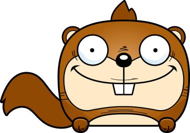 Bir nesnenin üzerine bakmak bir sincap bir karikatür çizimi.