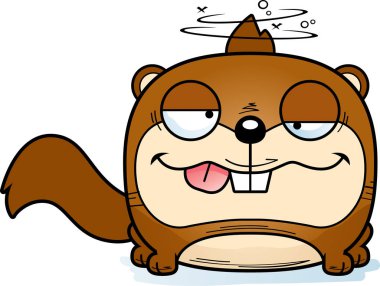 Bir sincap aptal bir ifade ile çizgi film gösterimi.