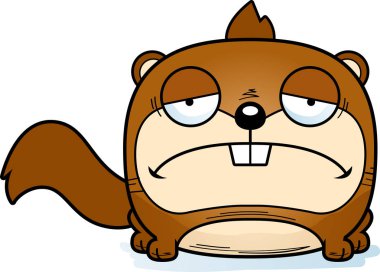 Bir sincap üzgün bir ifade ile çizgi film gösterimi.