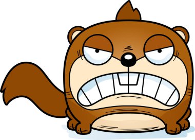 Bir sincap sinirli bir ifade ile çizgi film gösterimi.