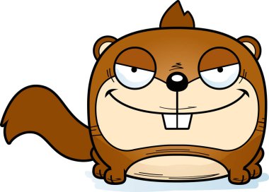 Bir sincap muzip bir ifade ile çizgi film gösterimi.