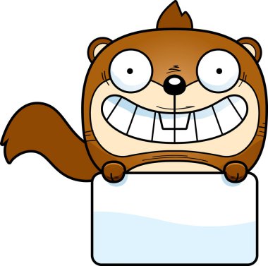 Bir sincap beyaz işaretli bir çizgi film gösterimi.