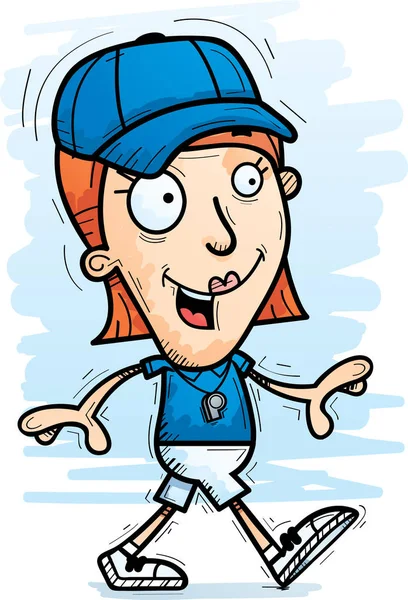 Yürüyen bir kadın koç çizgi film gösterimi.