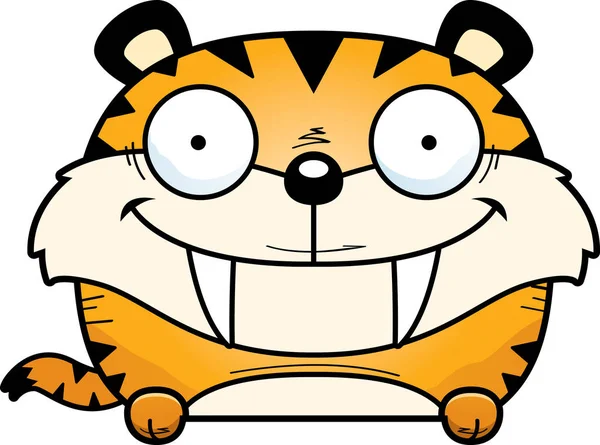 Ένα Καρτούν Εικονογράφηση Της Μια Cub Saber Τίγρη Peeking Πάνω — Διανυσματικό Αρχείο