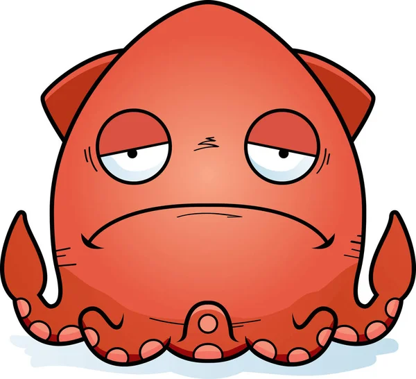 Cartone Animato Illustrazione Calamaro Che Sembra Triste — Vettoriale Stock