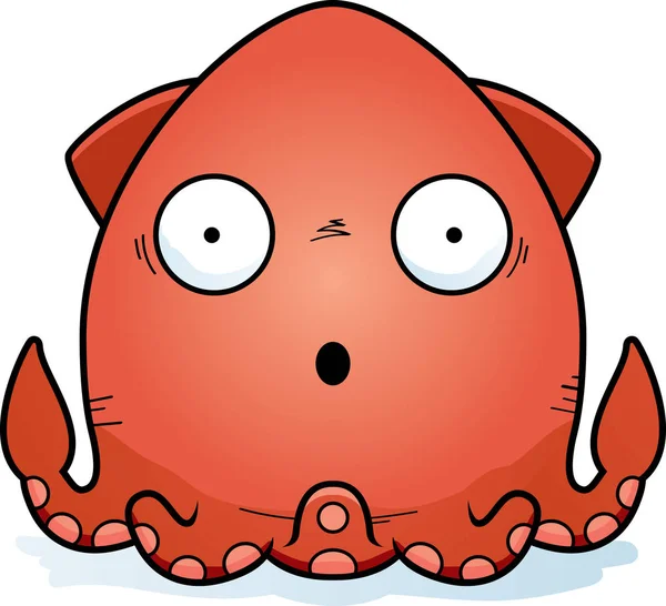 Ilustracja Kreskówka Squid Patrząc Zdziwiony — Wektor stockowy