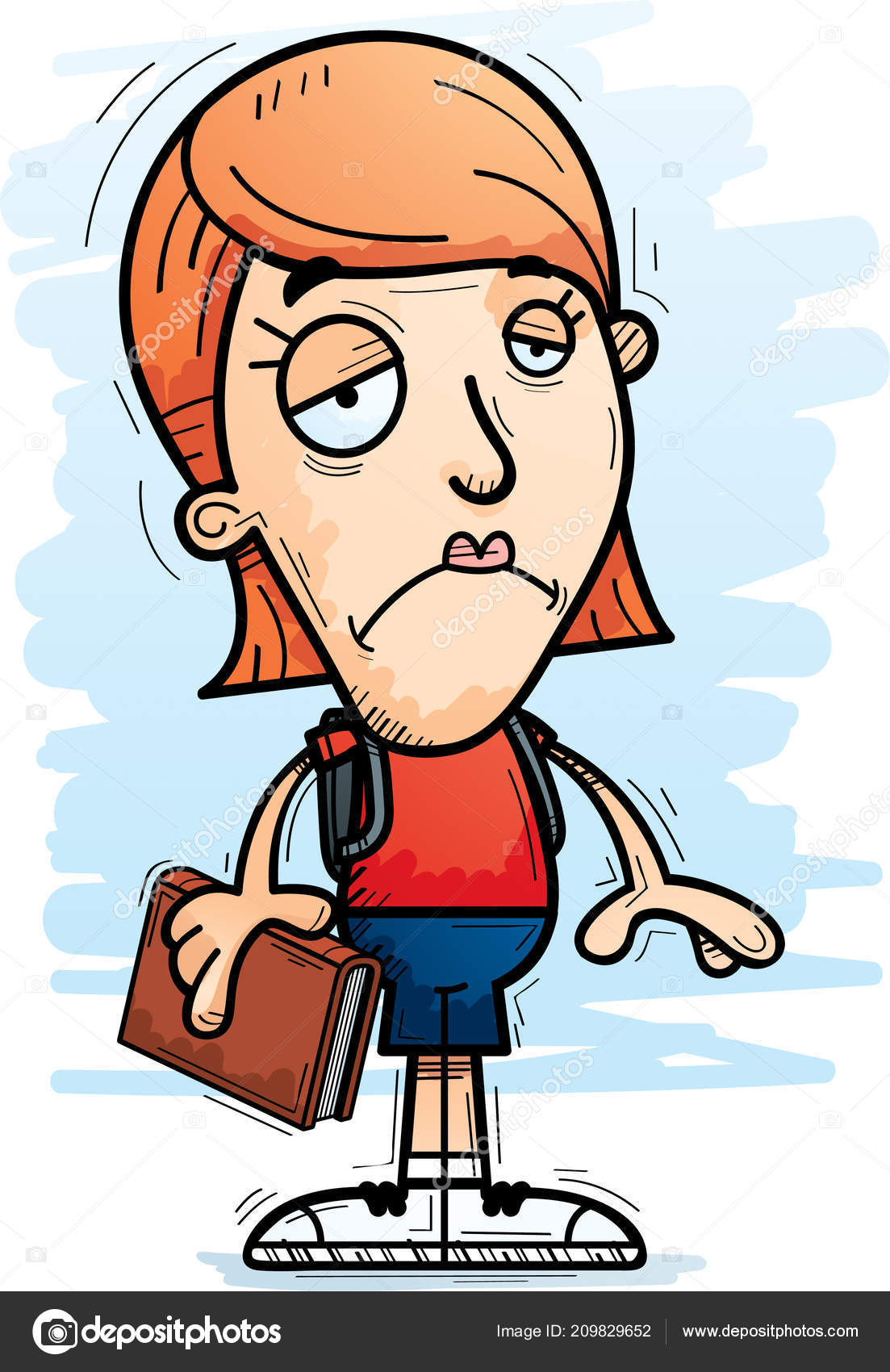 Uma Ilustração Dos Desenhos Animados Uma Estudante Mulher Que Parece Vetor  de ©cthoman 209829652, image size:1103x1700