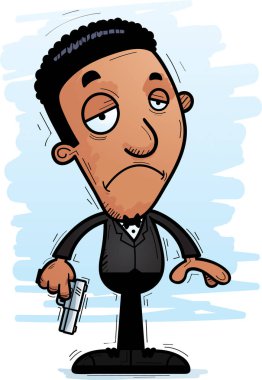 Üzgün seyir siyah casus çizgi film gösterimi.