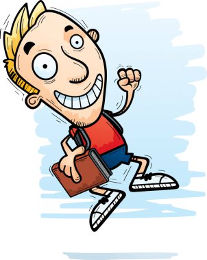 Atlama bir adam öğrenci çizgi film gösterimi.