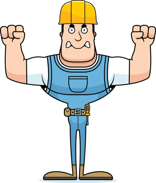 Cartoon Construction Worker Looking Angry — Stock Vector