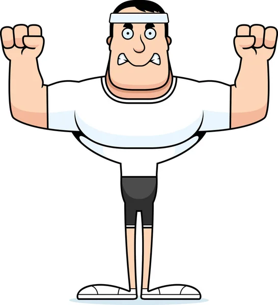 Ein Cartoon Fitness Mann Der Wütend Aussieht — Stockvektor