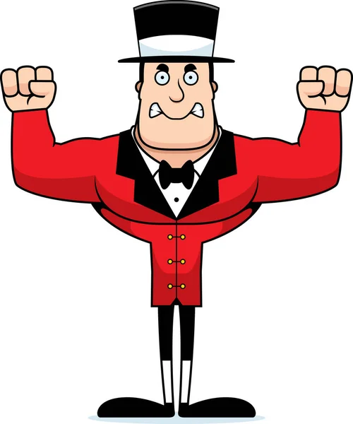 Rajzfilm Ringmaster Dühös Látszó — Stock Vector