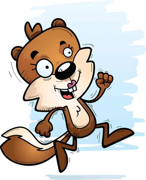 Zeichentrick Illustration Eines Eichhörnchens Beim Laufen — Stockvektor