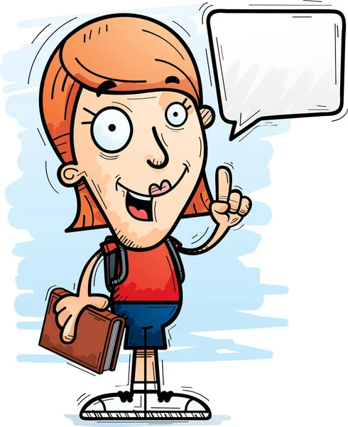Cartone Animato Illustrazione Una Studentessa Che Parla — Vettoriale Stock