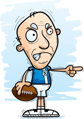 Bir yaşlı adam futbol oyuncu kızgın ve işaretleme isteyen bir karikatür çizimi.