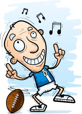 Dans bir yaşlı adam futbol oyuncu çizgi film gösterimi.