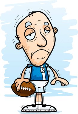 Üzülmüş bir yaşlı adam futbol oyuncu çizgi film gösterimi.