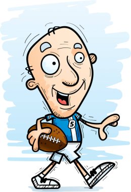 Yürüyüş bir yaşlı adam futbol oyuncu çizgi film gösterimi.