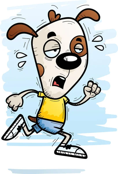 Una Ilustración Dibujos Animados Perro Corriendo Mirando Agotado — Vector de stock