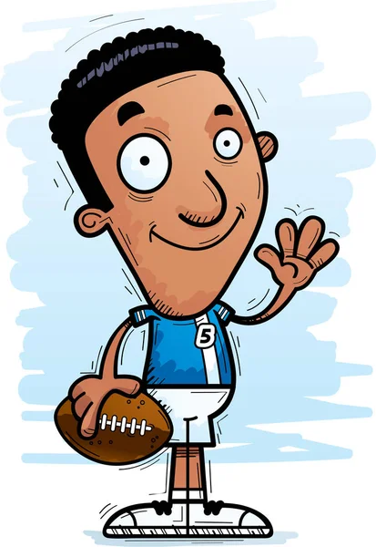Een Cartoon Afbeelding Van Een Zwarte Man Football Speler Zwaaien — Stockvector