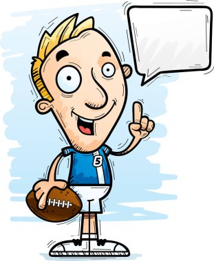 Konuşan bir adam futbol oyuncu çizgi film gösterimi.