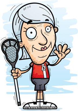 Sallayarak bir yaşlı kadın lakros oyuncu çizgi film gösterimi.