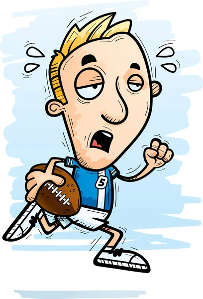 Çalışan ve yorgun görünümlü bir adam futbol oyuncu çizgi film gösterimi.