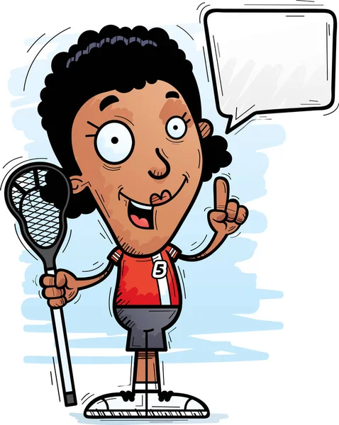 Een Cartoon Afbeelding Van Een Zwarte Vrouw Lacrosse Speler Praten — Stockvector