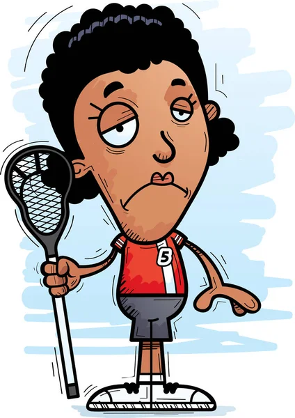 Üzülmüş bir siyah kadın lakros oyuncu çizgi film gösterimi.