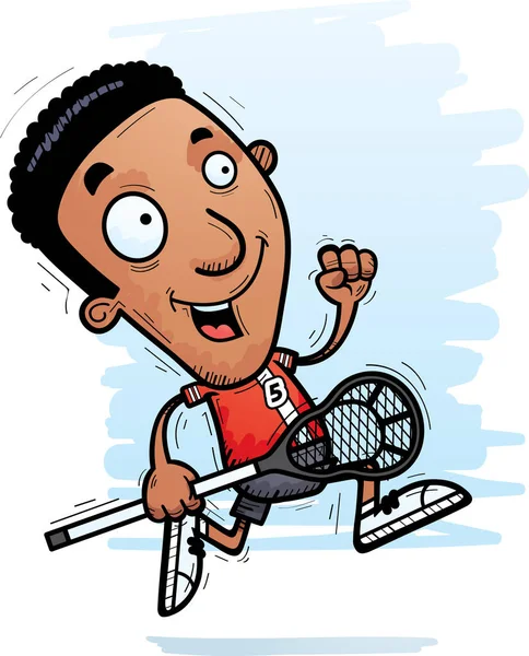 Çalışan bir siyah adam lakros oyuncu çizgi film gösterimi.