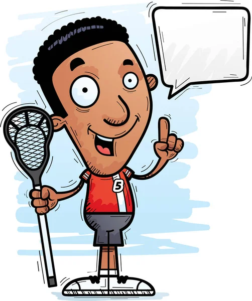 Konuşurken bir siyah adam lakros oyuncu çizgi film gösterimi.