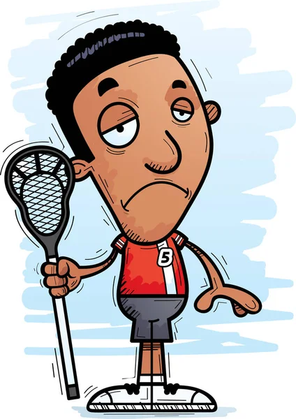 Üzülmüş bir siyah adam lakros oyuncu çizgi film gösterimi.