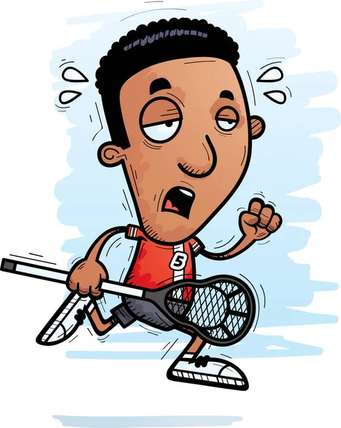 Cartoon Illustration Black Man Lacrosse Player Running Looking Exhausted Royalty Free Stock Vectors