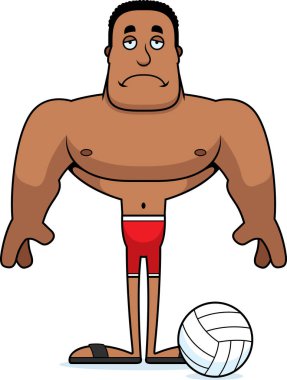 Üzülmüş bir karikatür plaj voleybolcu.