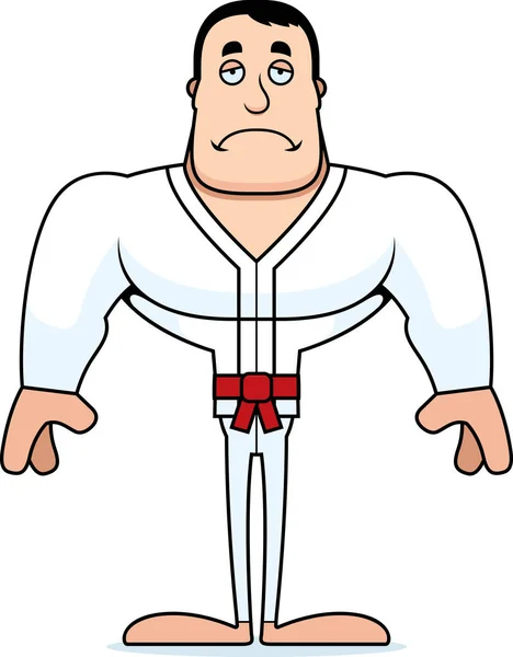 Hombre Karate Dibujos Animados Que Triste — Vector de stock