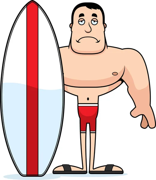 Ein Cartoon Surfer Sieht Traurig Aus — Stockvektor