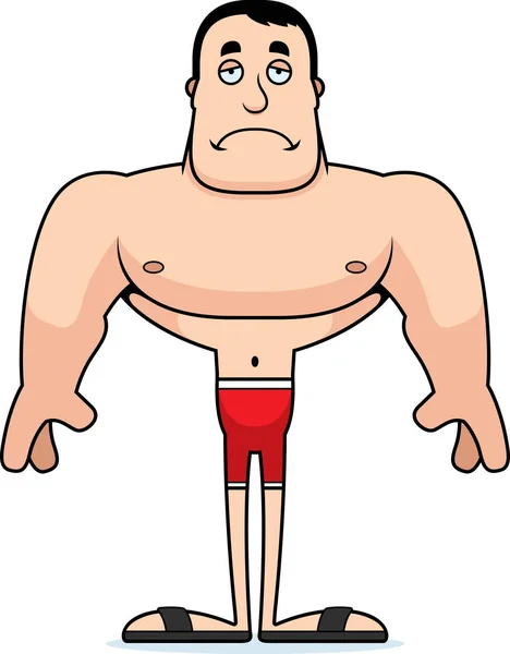 Cartoon Man Looking Sad Swimsuit — Stock Vector